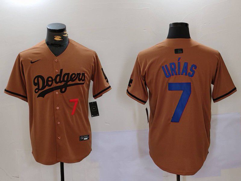 Men Los Angeles Dodgers #7 Urias army green joint name 2024 Nike MLB Jersey style 4->->